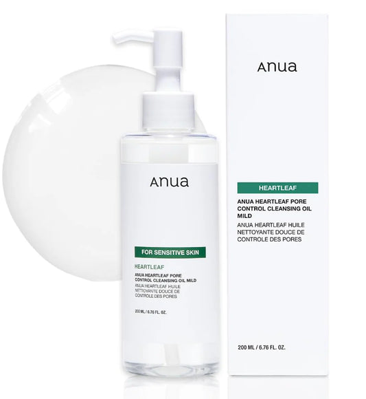 Anua Heartleaf skincare product with pump and packaging on a white background